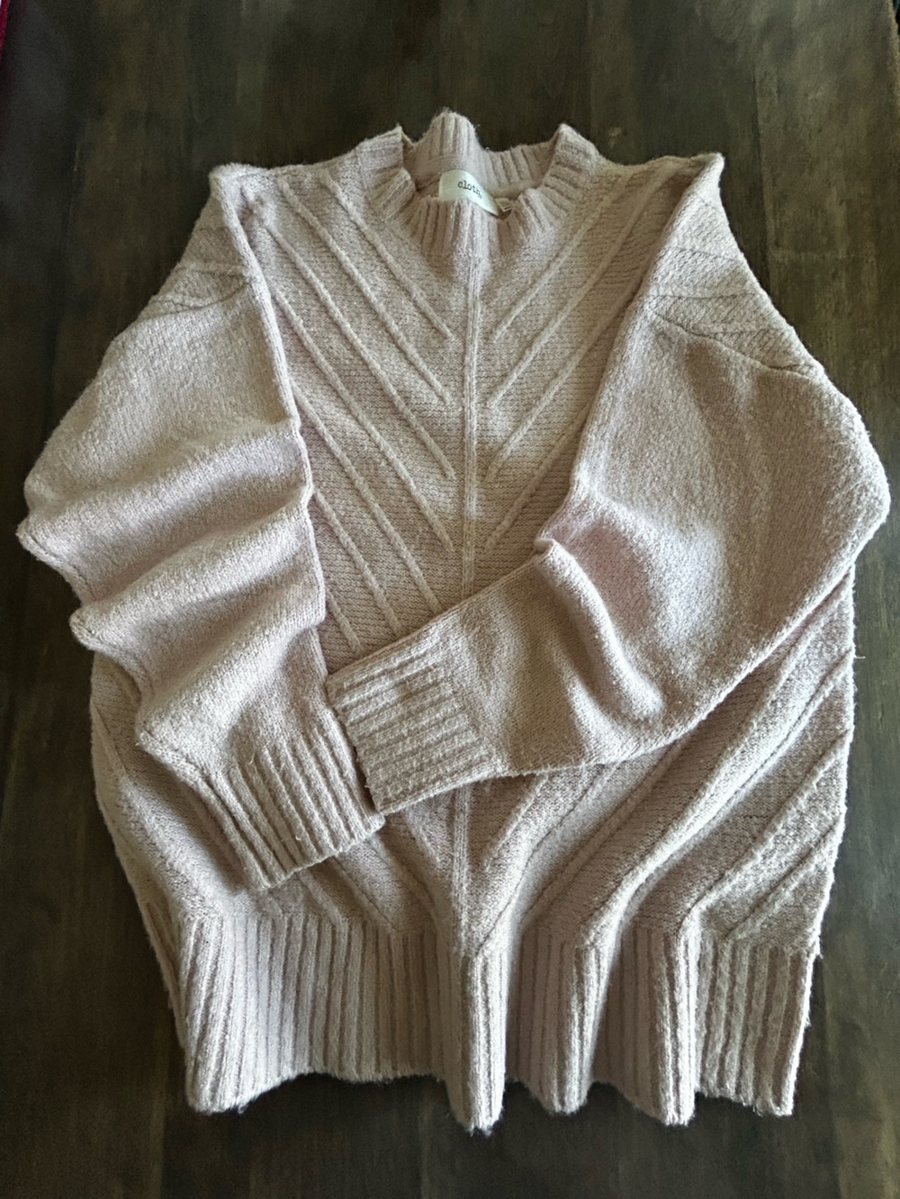 CLOTH by Design Cozy Girl Textured Chevron Cable Knit Crewneck Pink Sweater Sz M